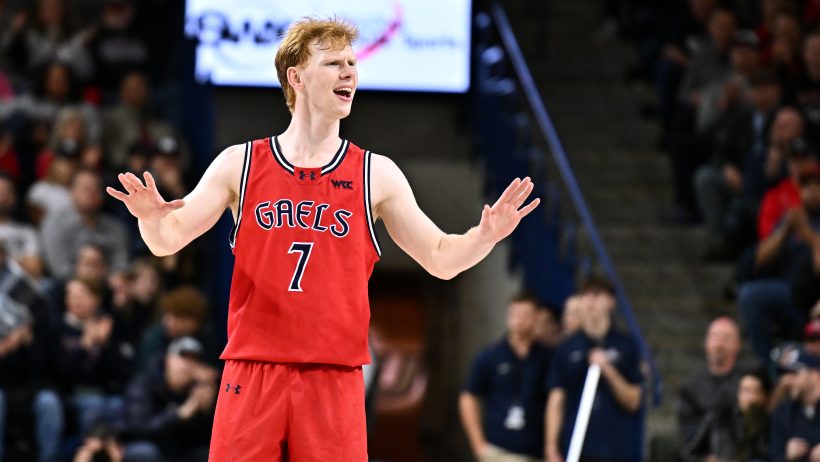 Saint Mary's Gaels guard Joshua Dent calms the bench