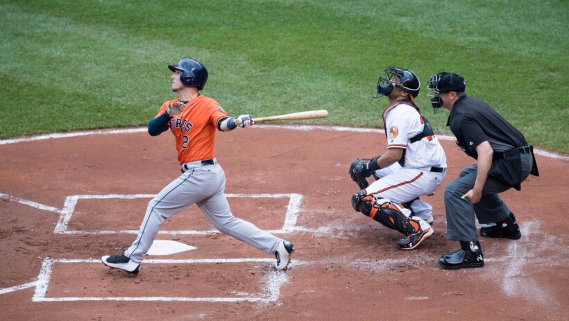 Alex Bregman swinging the bat