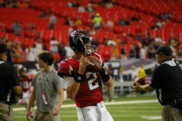 Matt Ryan of the Atlanta Falcons warming up