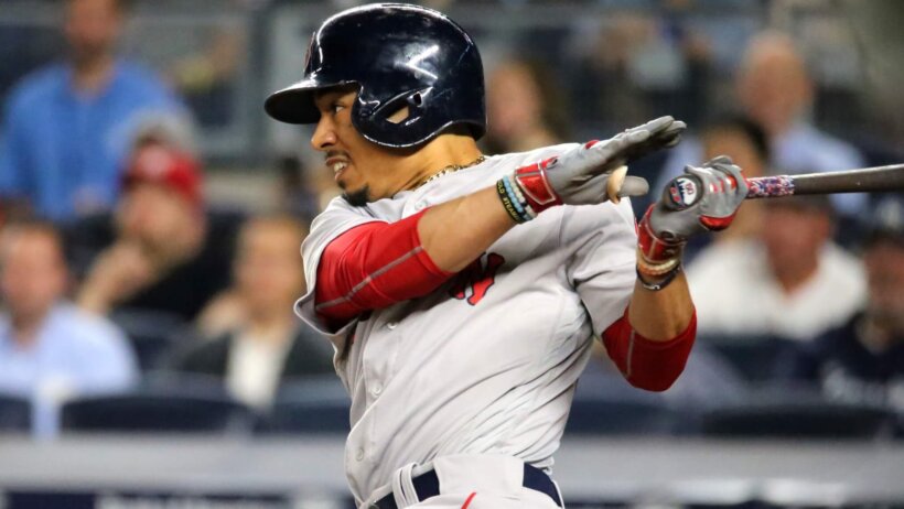 Red Sox outfielder Mookie Betts at the plate