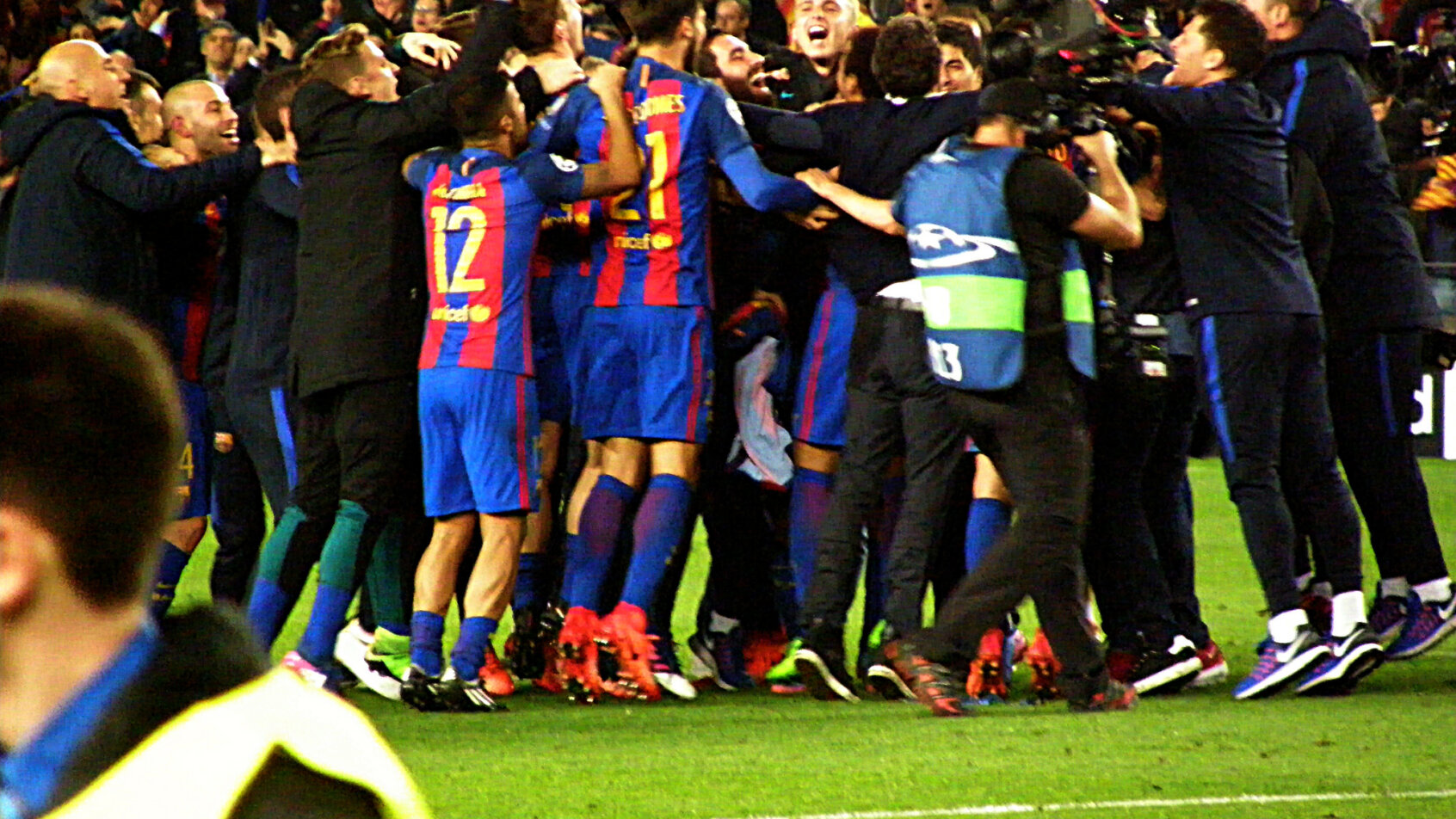 Barcelona celebrating a historic comeback