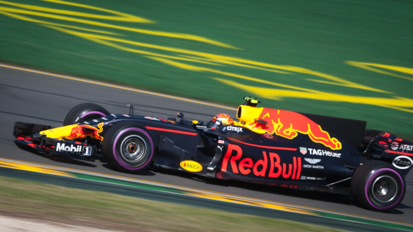 Max Verstappen vooms around the track.