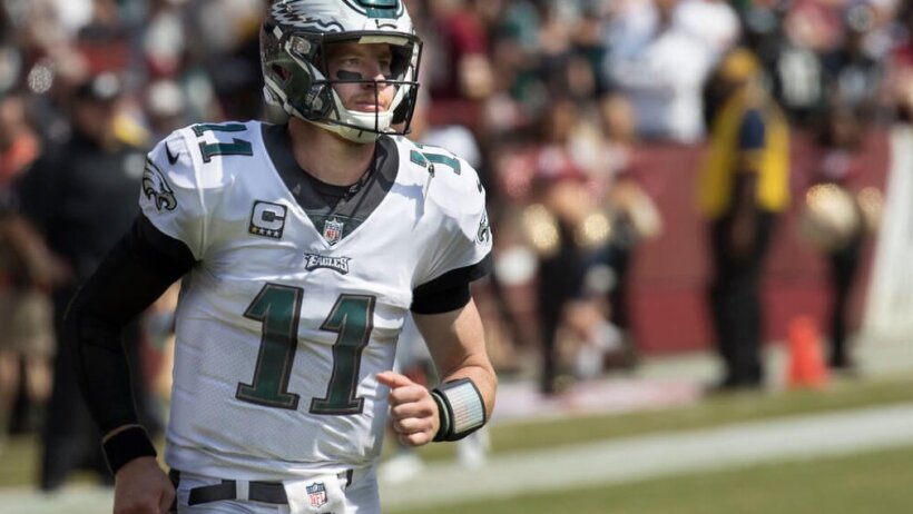 Carson Wentz taking the field