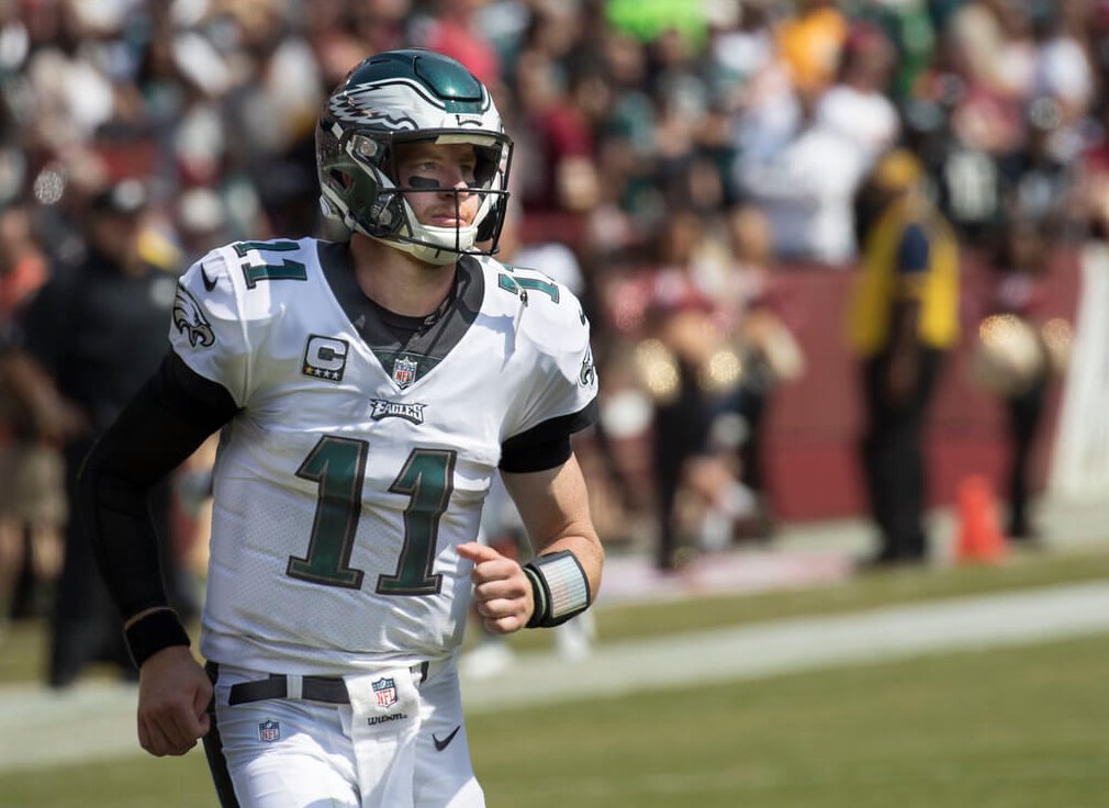 Carson Wentz taking the field