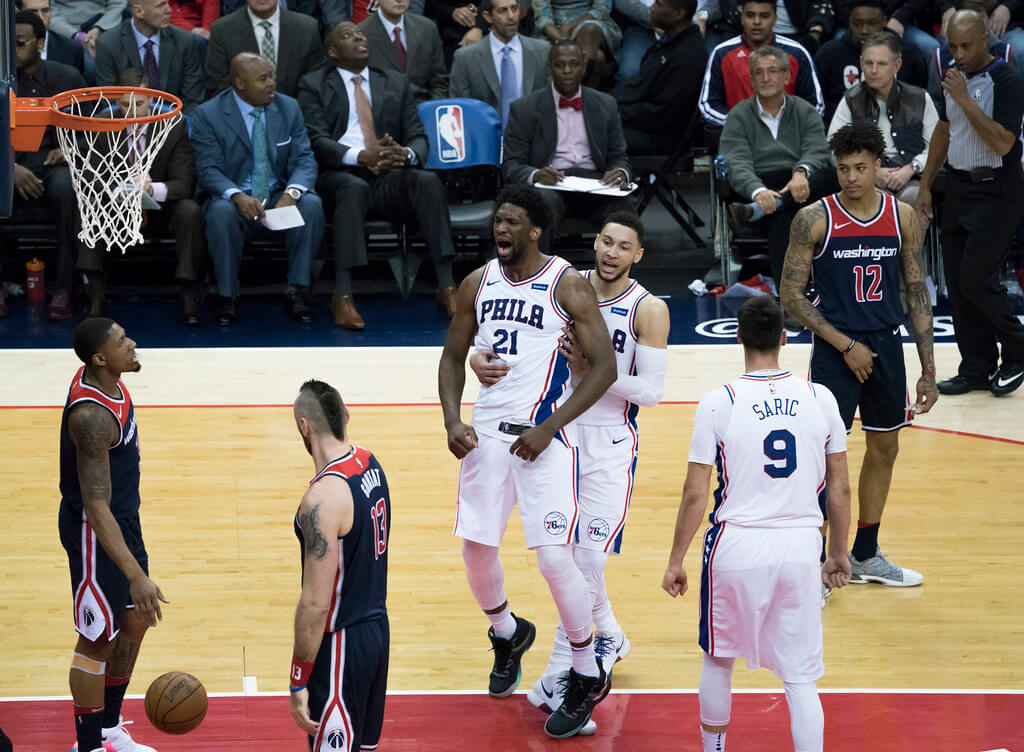 Joel Embid Sixers on court