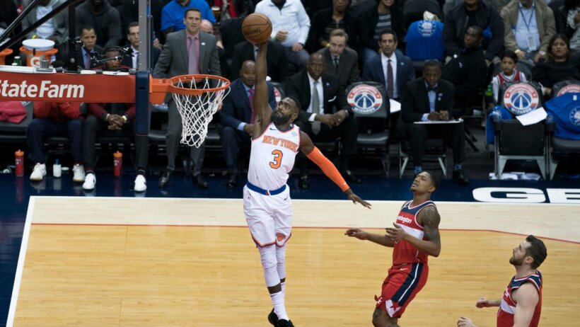 Tim Hardaway Jr. goes in for a dunk.