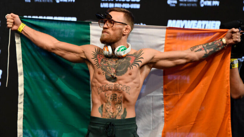 Aug 25,2017. Las Vegas NV. Ireland,'s Conor McGregor weighs in at 153 pounds at todays weigh in Friday at the T-Mobile Arena. McGregor will be fighting Floyd Mayweather Jr. August 26th at the T-Mobile arena in Las Vegas. This will be Floyd's 50th fight and his last.