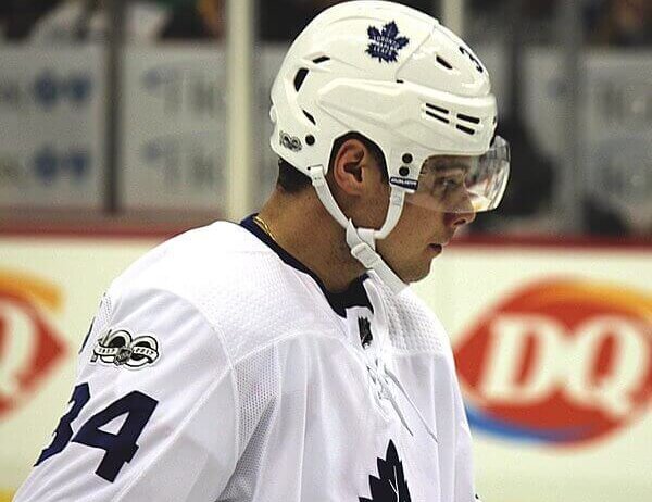 Auston Matthews on the ice with the Maple Leafs