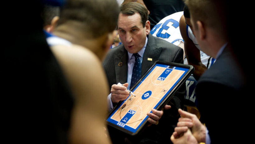 Mike Krzyzewski draws up a play