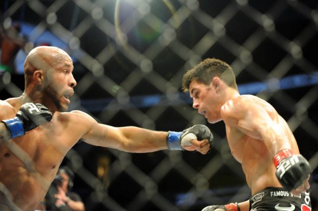01 October 2011: Demetrious Johnson (L)in action against Dominick Cruz (R) in the UFC Live on Versus 6 on October 1, 2011 at the Verizon Center in Washington, D.C. in the UFC Bantamweight Championship title fight.