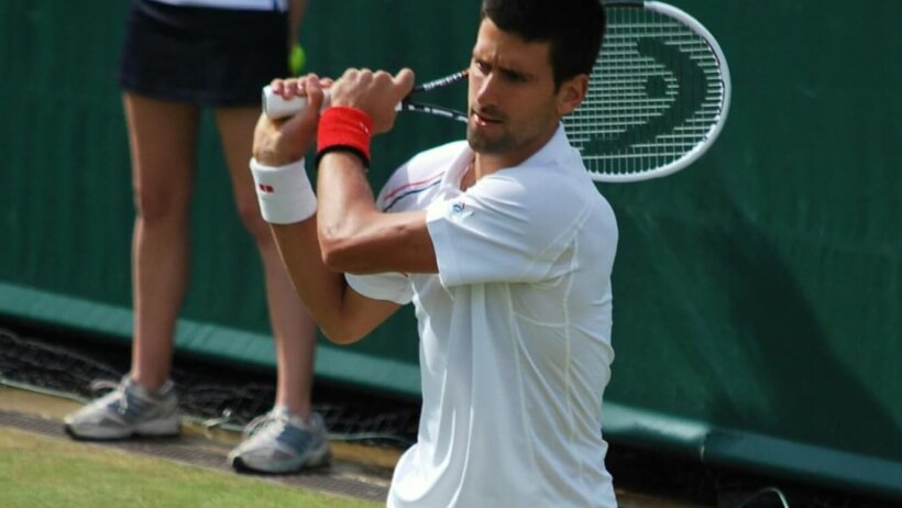 Novak Djokovic hitting a return shot
