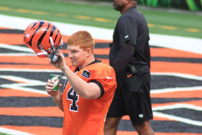 Andy Dalton warming up with the Bengals