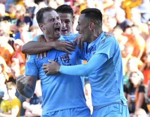 Burnley's Ashley Barnes celebrates scoring against Wolves in the EPL