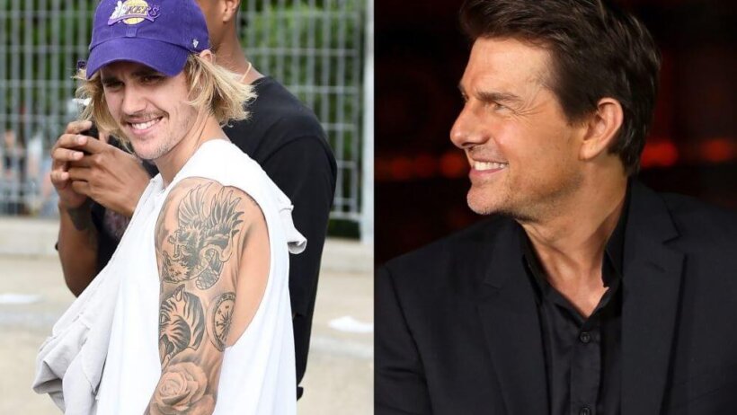 Side-by-side of Justin Bieber and Tom Cruise.