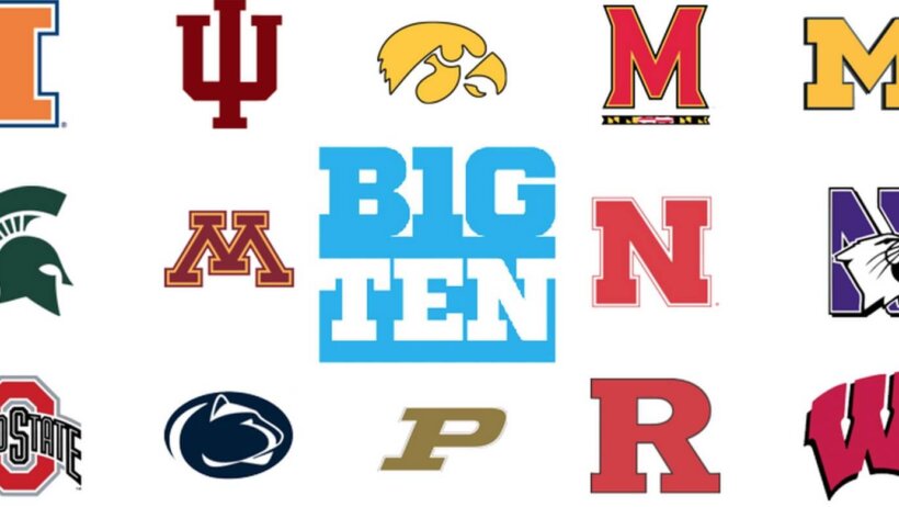Image of all 14 logos from the Big Ten schools.