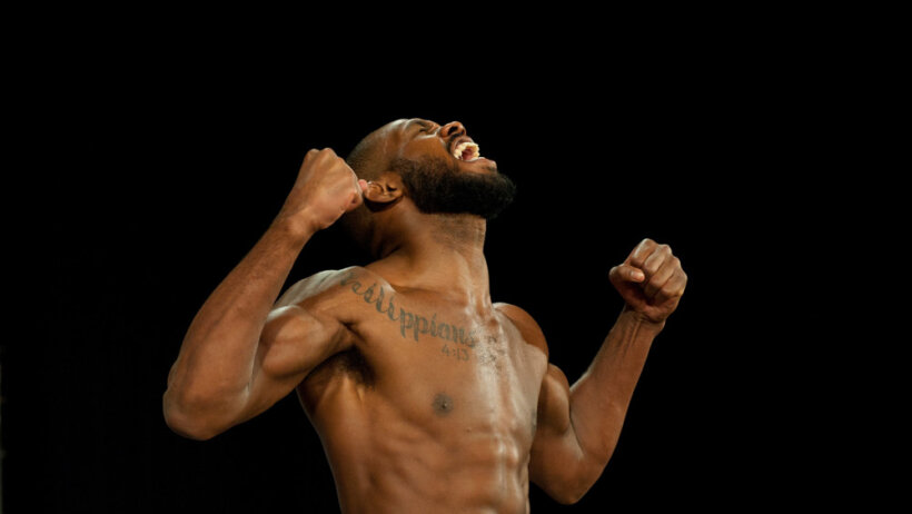 20 April 2012: Jon Jones weighs in for his bout with Rashad Evans during the UFC 145 official weigh-in at Fox Theatre on April 20, 2012 in Atlanta, Georgia.