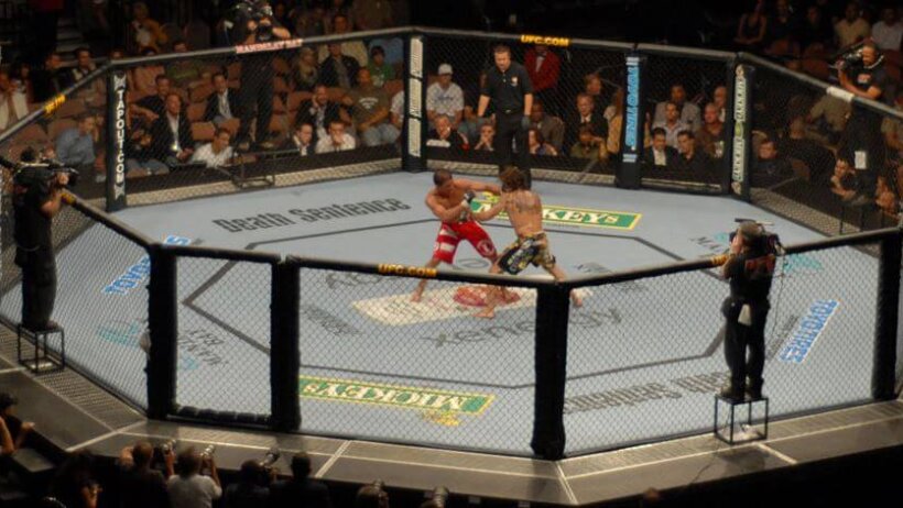 Clay Guida battling Marcus Aurelio at UFC 74