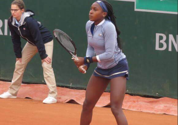 Cori "Coco" Gauff awaits a serve