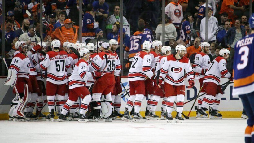 Carolina Hurricanes celebrating a win.