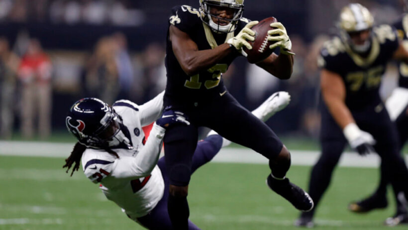 New Orleans Saints wide receiver Michael Thomas making a catch against the Texans