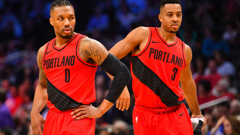Portland Trail Blazers guards Damian Lillard and CJ McCollum