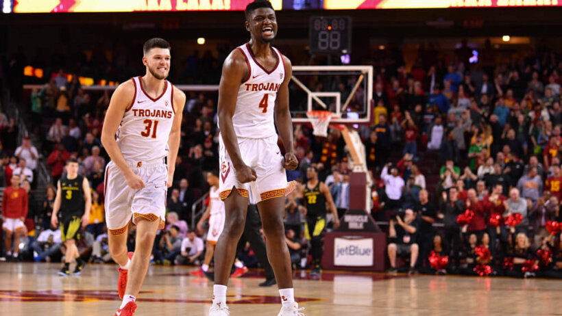 USC forward Chimezie Metu celebrating
