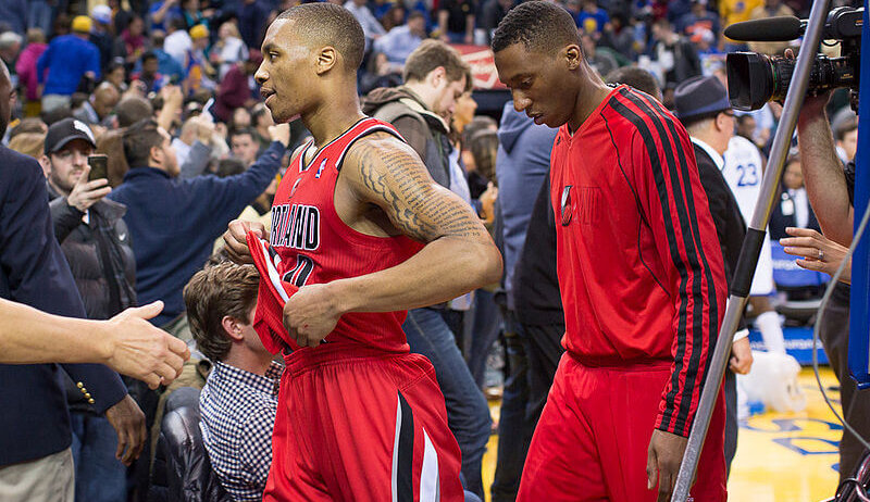 Damian Lillard leaves the arena