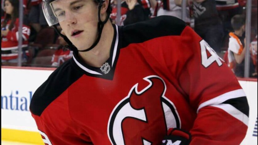 Damon Severson warming up with the NJ Devils