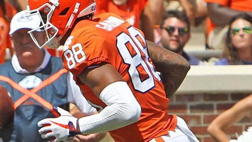 Clemson TE Braden Galloway runs downfield