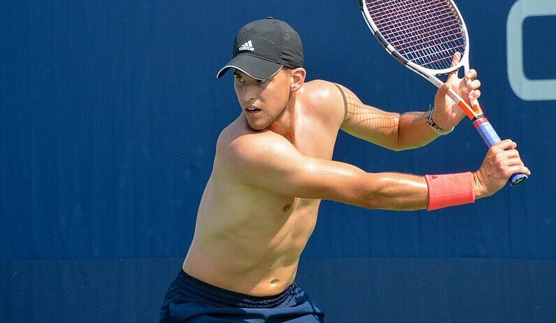 Dominic Thiem practicing shirtless