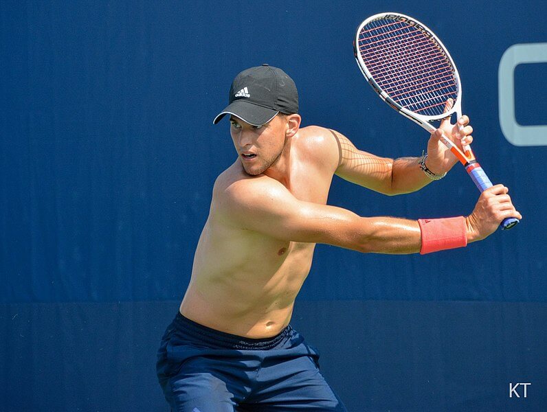 Dominic Thiem practicing shirtless
