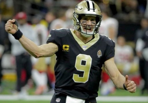 Drew Brees fist pump reaction