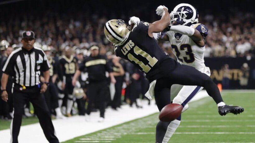 Rams Nickell Robey-Coleman commiting pass interference.