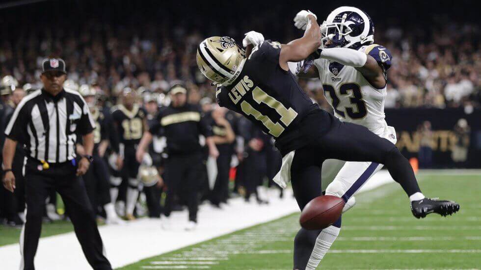Rams Nickell Robey-Coleman commiting pass interference.