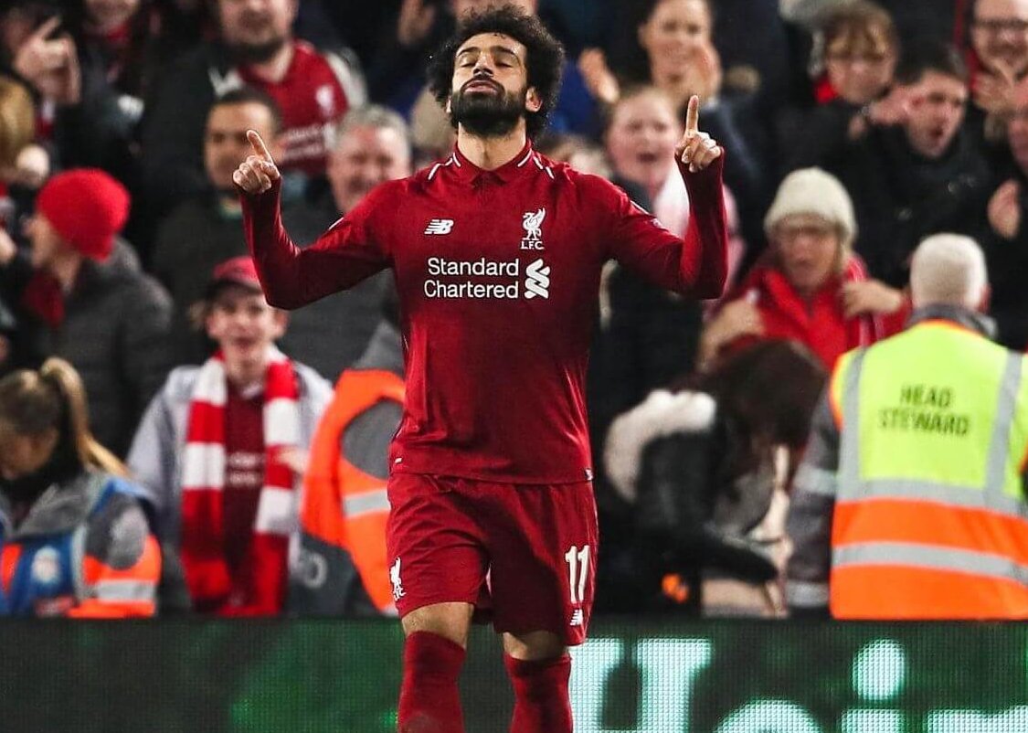 Liverpool's Mo Salah celebrates