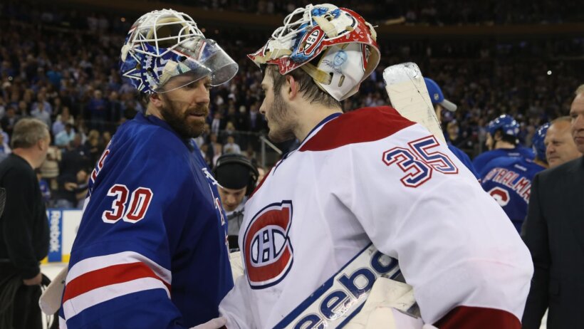 Henrik Lundqvist shaking hands with opponent