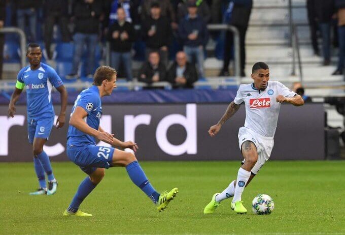 Napoli's Allan dribbles the ball