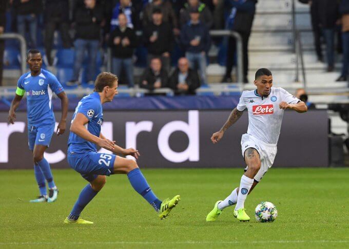 Napoli's Allan dribbles the ball