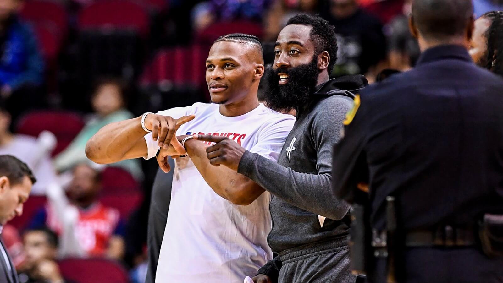Russell Westbrook on the bench