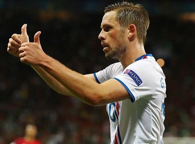 Gylffi Sigurdsson of Everton in action for Iceland