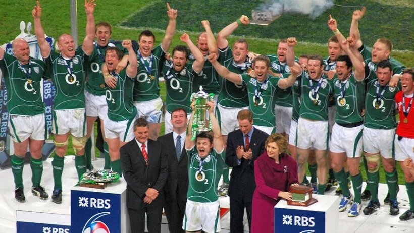 Irish rugby team celebrate Six Nations title