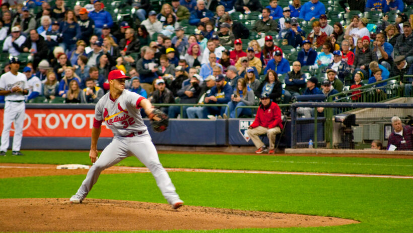 Cardinals pitcher Jack Flaherty delivering a pitch