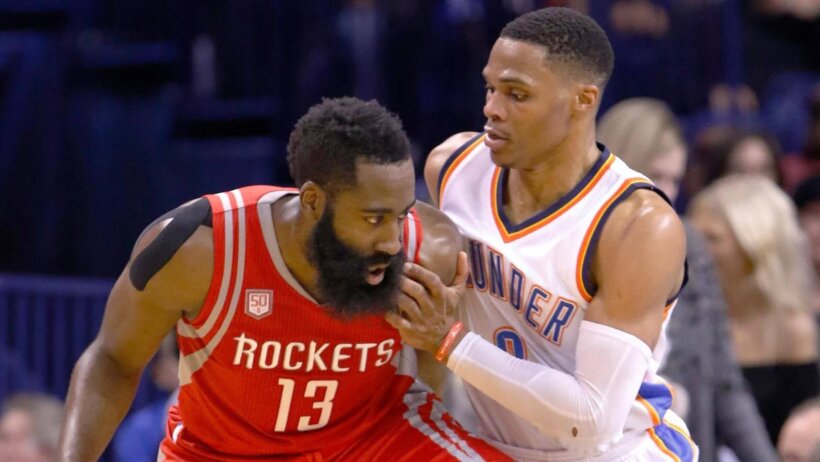 James Harden defended by Russell Westbrook