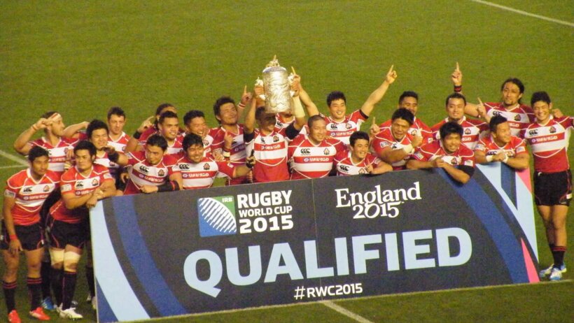 Japan rugby team after qualifying for 2015 Rugby World Cup.