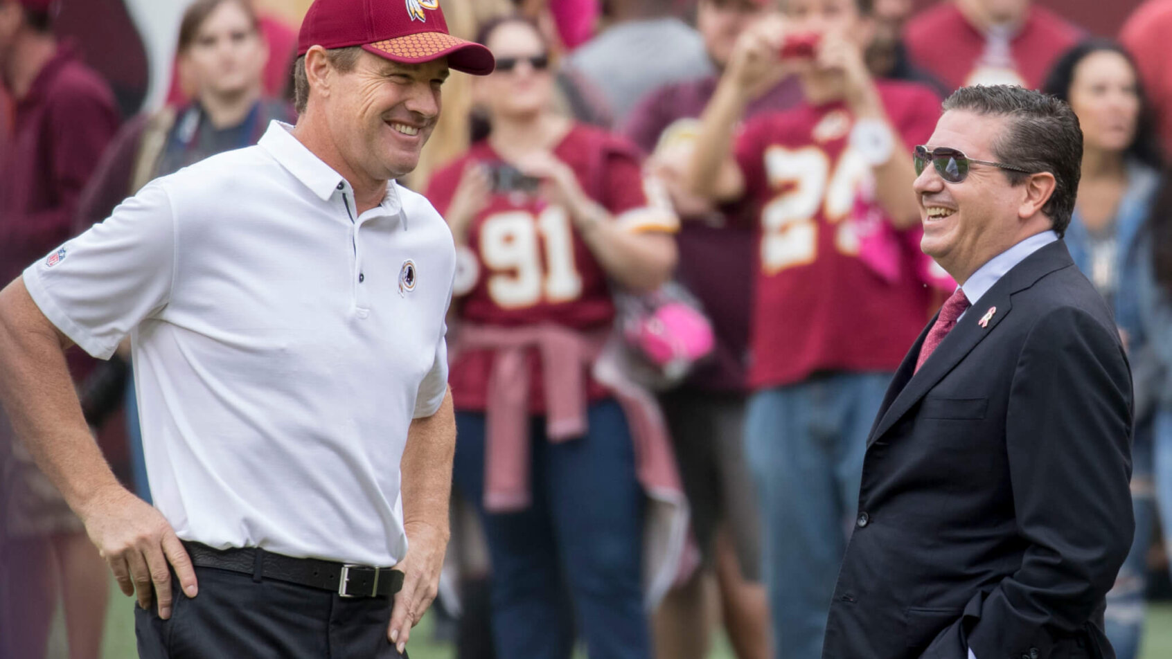 Jay Gruden with Washington Redskins owner Daniel Snyder.