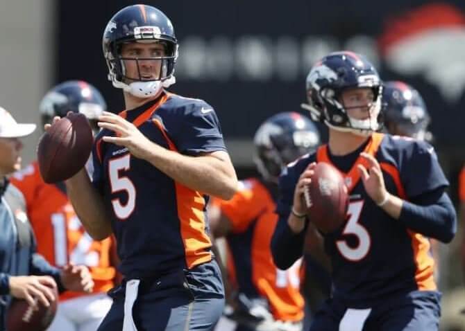 Joe Flacco and Drew Lock throwing