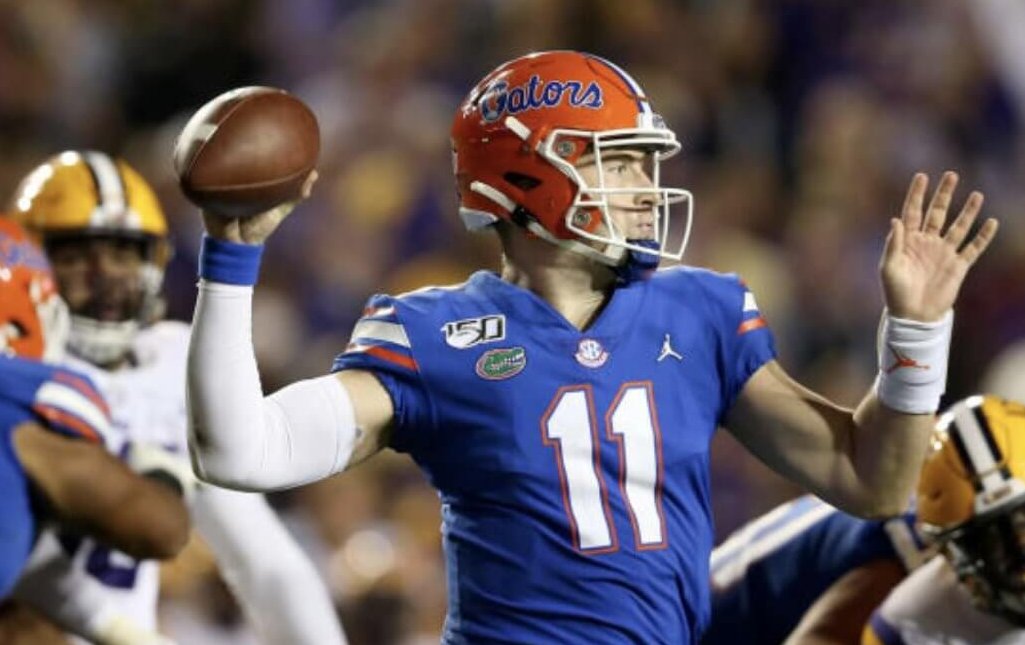 Kyle Trask throwing a pass