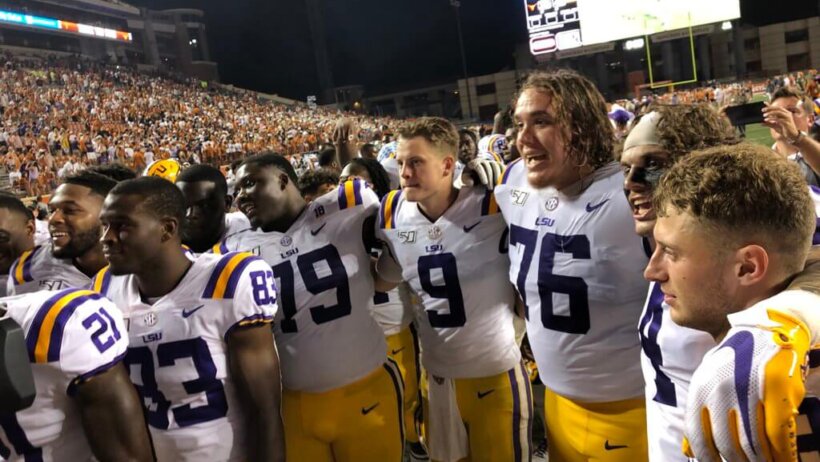 The LSU Tigers after beating the Texas Longhorns in Week 2