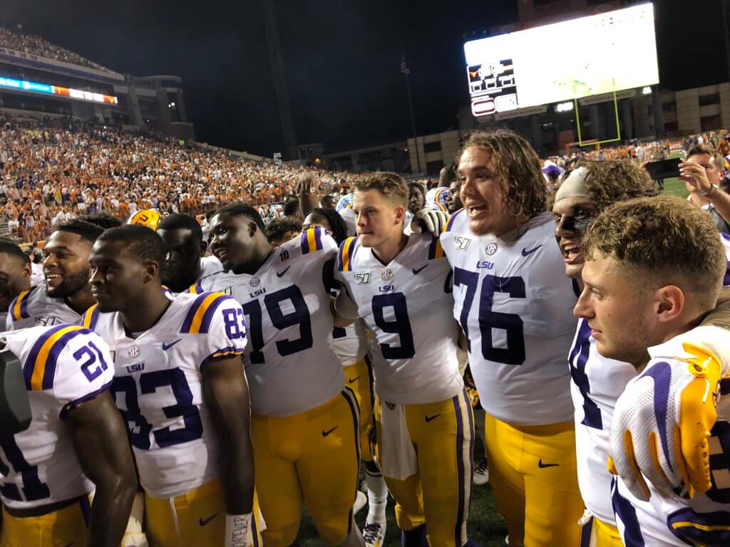 The LSU Tigers after beating the Texas Longhorns in Week 2