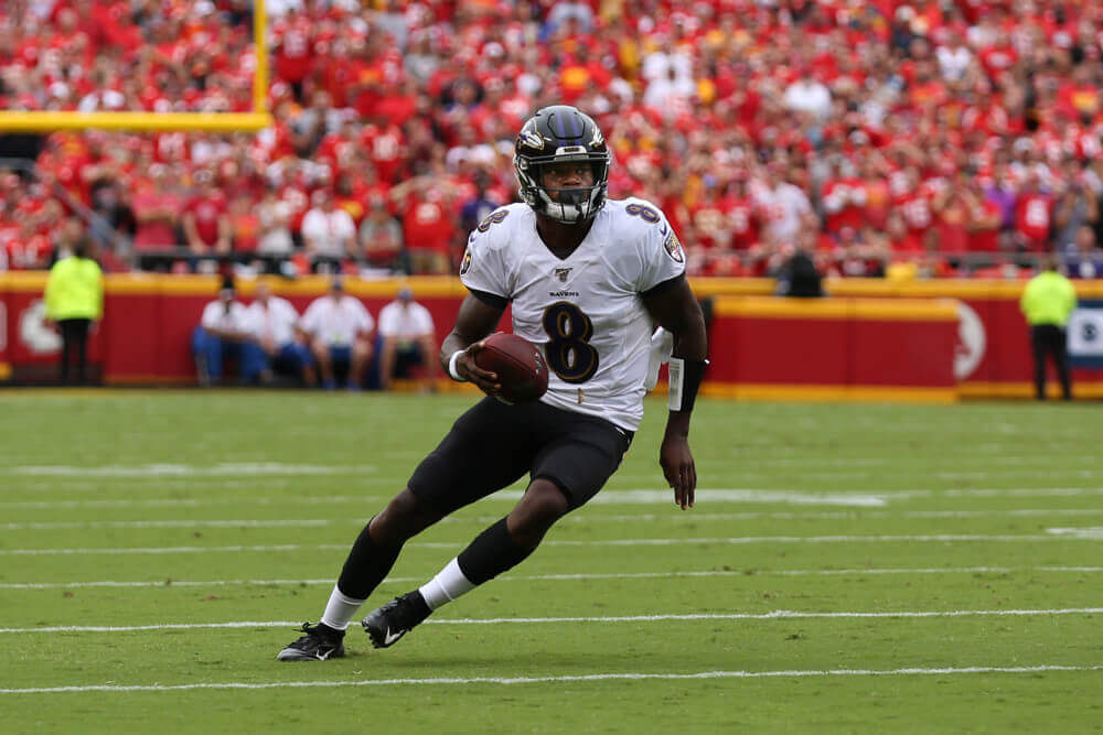 Lamar Jackson running with the ball